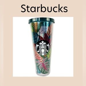 Starbucks 2017 24oz Metallic Tropical Leaves Aloha Jungle Tumbler (No Straw)